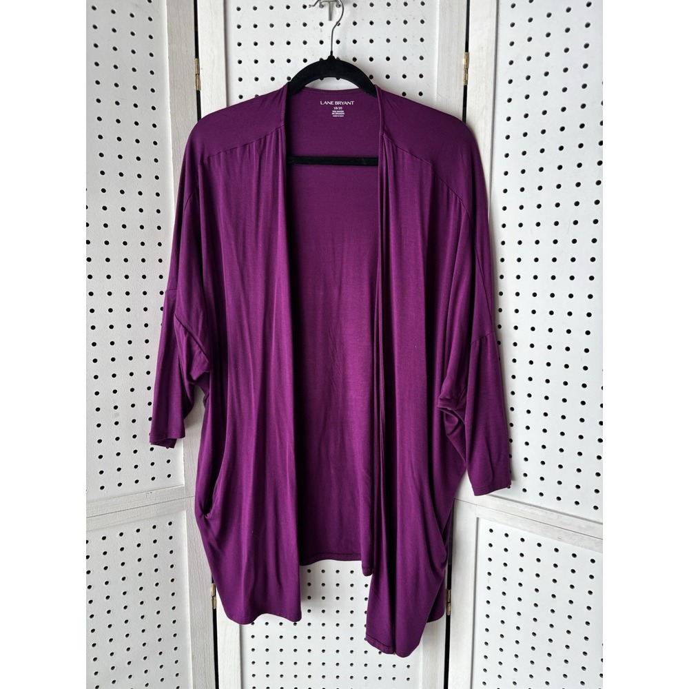 Lane Bryant 18/20 Women's Open Front Half Sleeve Rayon Spandex Pocket Cardigan